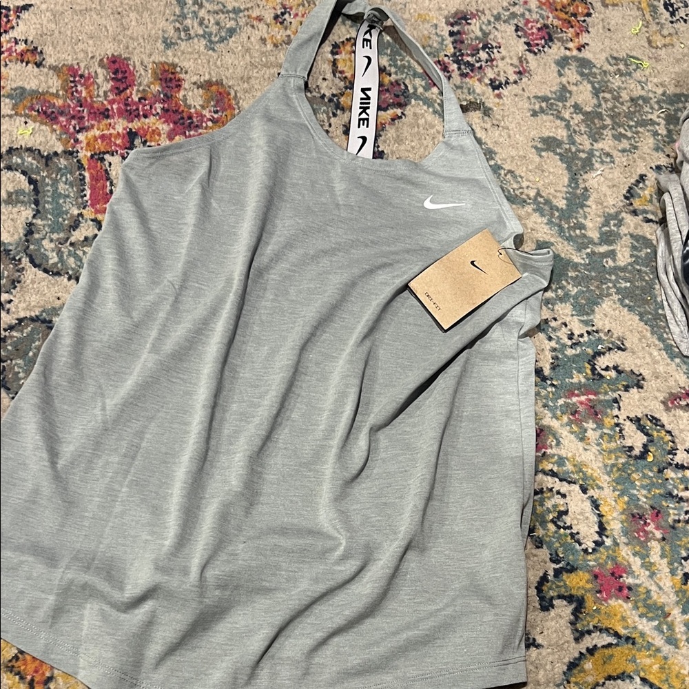 Nike Women’s Heather Gray Racerback Tank with Logo Strap